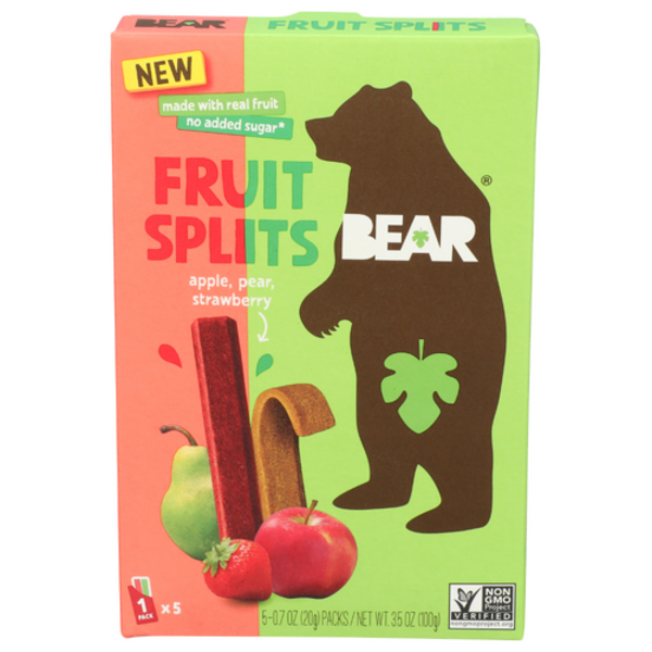 Bear Snacks Apple Pear Strawberry Fruit Splits 5 Pack