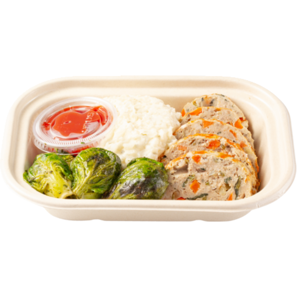 Sprouts Turkey Meatloaf With Cheesy Cauliflower And Brussels Sprouts