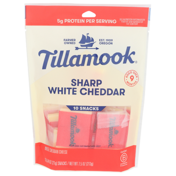 Tillamook Sharp White Cheddar Cheese Snack Portions 10 Pack