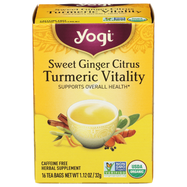 Yogi Tea Organic Sweet Ginger Citrus Turmeric Vitality Tea