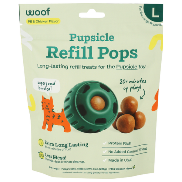 Woof Pet Inc PB & Chicken Flavor Large Pupsicle Refill Pops 7 Pack