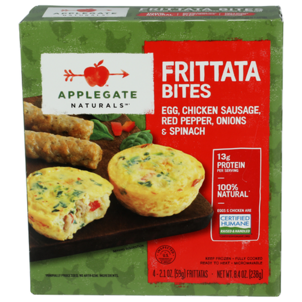 Applegate Egg, Chicken Sausage, Red Pepper, Onions, & Spinach Frittata Bites 4 Pack