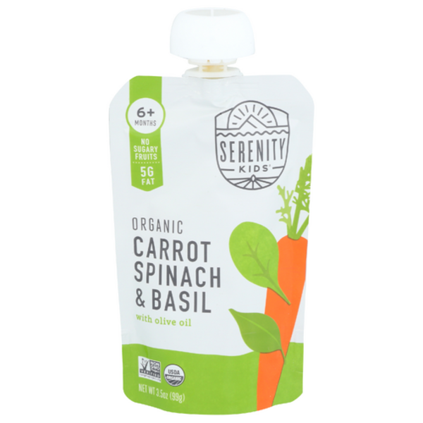 Serenity Kids Organic Carrot, Spinach & Basil with Organic Olive Oil
