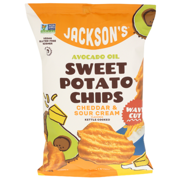 Jackson's Chips Cheddar & Sour Cream Avocado Oil Wavy Cut Sweet Potato Chips