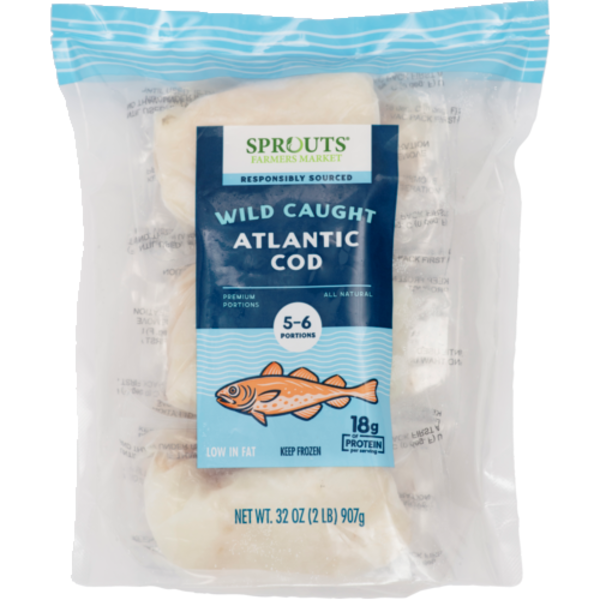 Sprouts Wild Caught Frozen Atlantic Cod Portions 2lb Bag