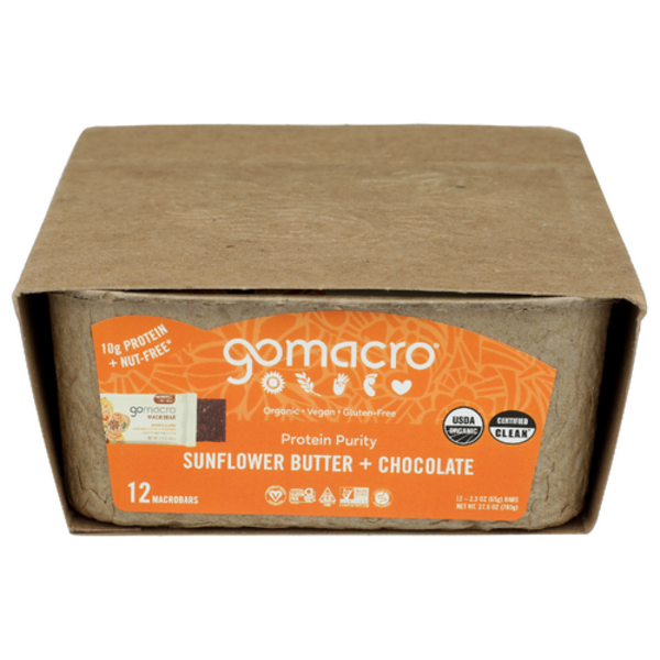 Gomacro Organic Sunflower Butter + Chocolate Protein Bar 12 Pack