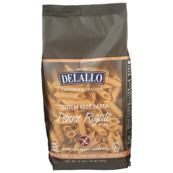 Delallo Whole Grain Rice Penne Rigate Pasta