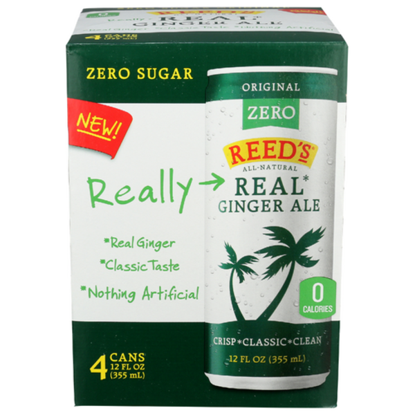 Reed's Zero Sugar Real Ginger Ale 4 Pack Cans