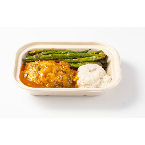 Sprouts Salisbury Steak With Garlic Green Beans & Mashed Potatoes
