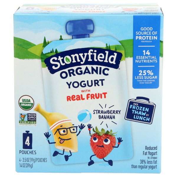Stonyfield Organic Strawberry Baa Kids Yogurt Pouch 4 Pack