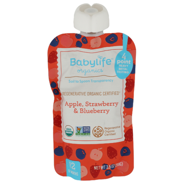 Babylife Organics Organic Apple Strawberry & Blueberry Stage 2 Baby Food Pouch
