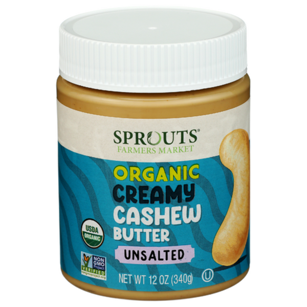 Sprouts Organic Unsalted & Unsweetened Creamy Cashew Butter