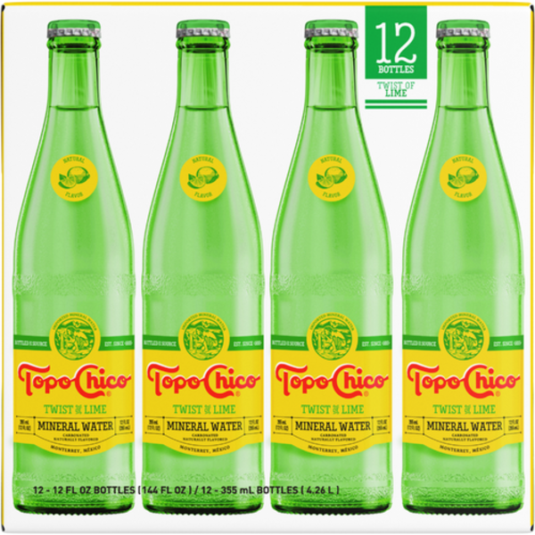 Topo Chico Twist of Lime Sparkling Mineral Water 12 Pack Case