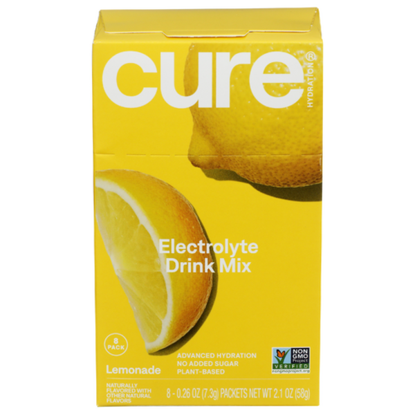 Cure Hydration Lemonade Hydrating Electrolyte Drink Mix 8 Pack Case
