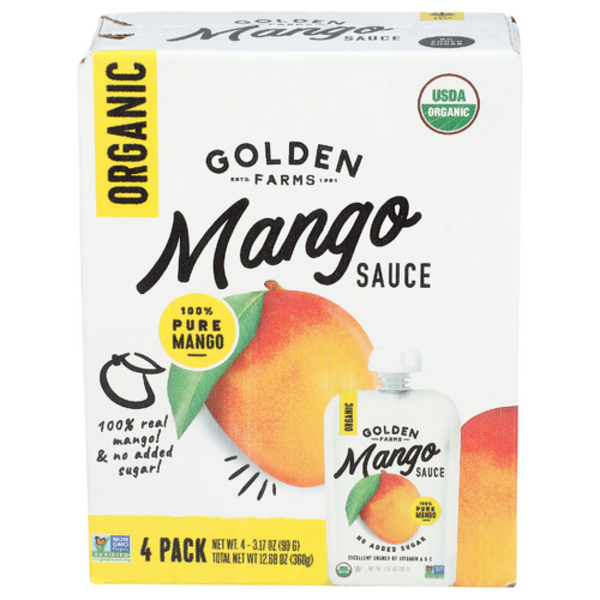 Golden Farms Organic Mango Fruit Sauce Pouch 4 Pack