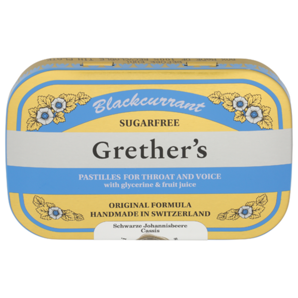 Grether's Sugar Free Blackcurrent Pastilles For Throat & Voice 24 Count Tin