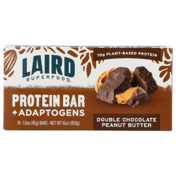 Laird Superfood Double Chocolate Peanut Butter Plant-Based Protein Bar 10 Pack Case