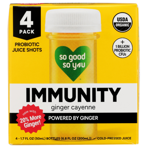 So Good So You Ginger Immunity Probiotic Shot 4 Pack