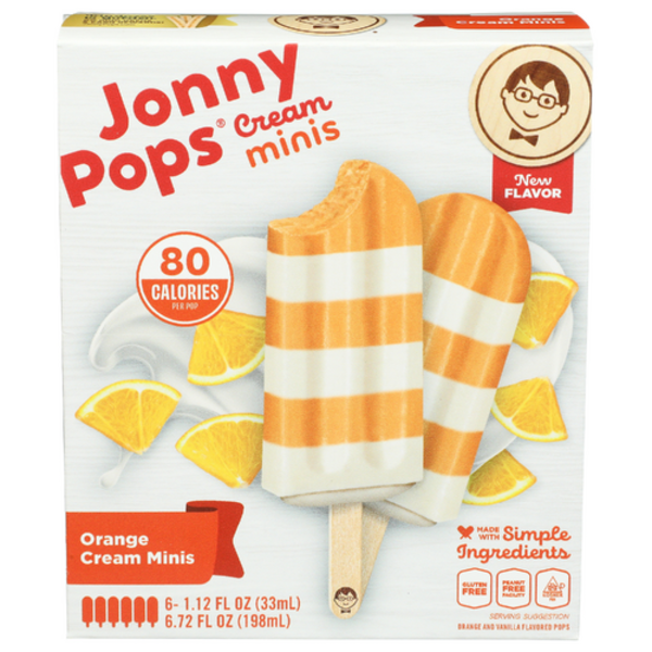 Jonny Pops Orange Cream Mini Frozen Bars 6 Pack