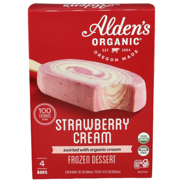 Alden's Organic Strawberry Cream Frozen Dessert Bars