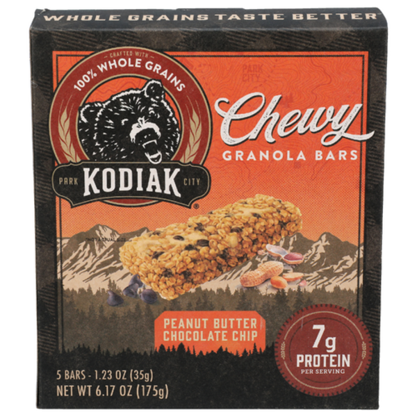 Kodiak Cakes Peanut Butter Choclate Chip Protein-Packed Chewy Granola Bars 5 Pack