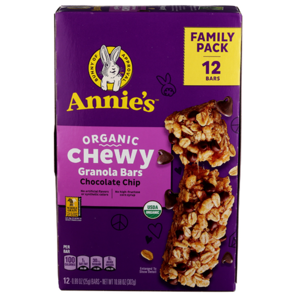 Annie's Homegrown Organic Chocolate Chip Chewy Granola Bars, 12 Pack