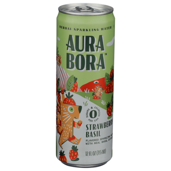 Aura Bora Strawberry Basil Herbal Sparkling Water